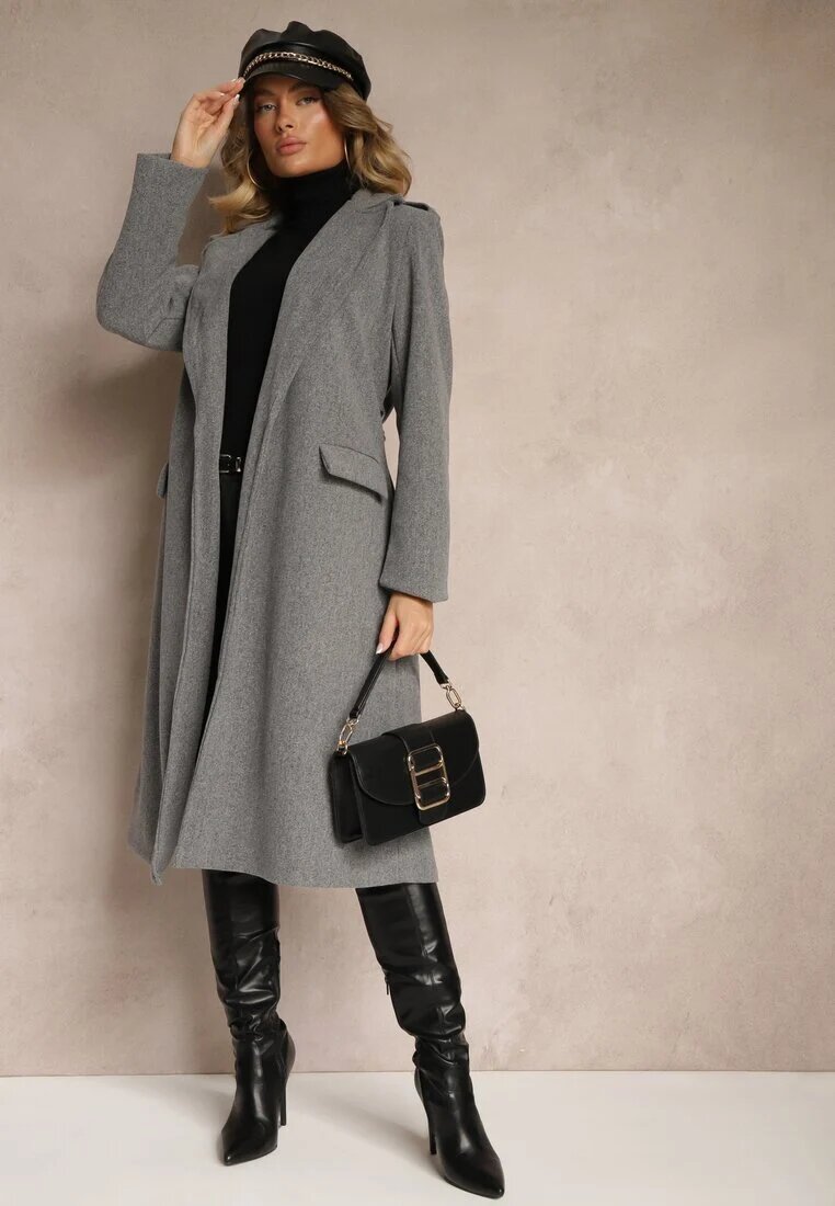 new collection Palton Gri închis Cambrat cu cordon Seraphique