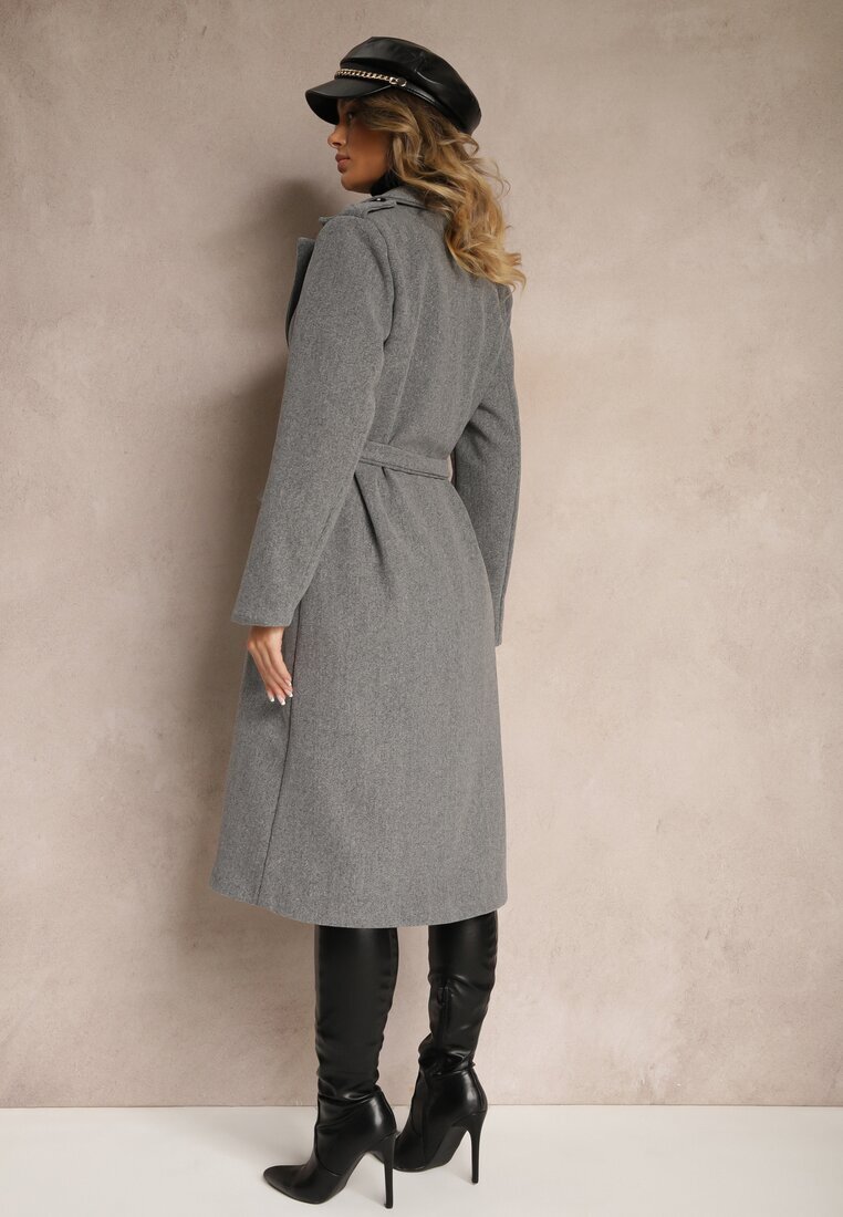 new collection Palton Gri închis Cambrat cu cordon Seraphique