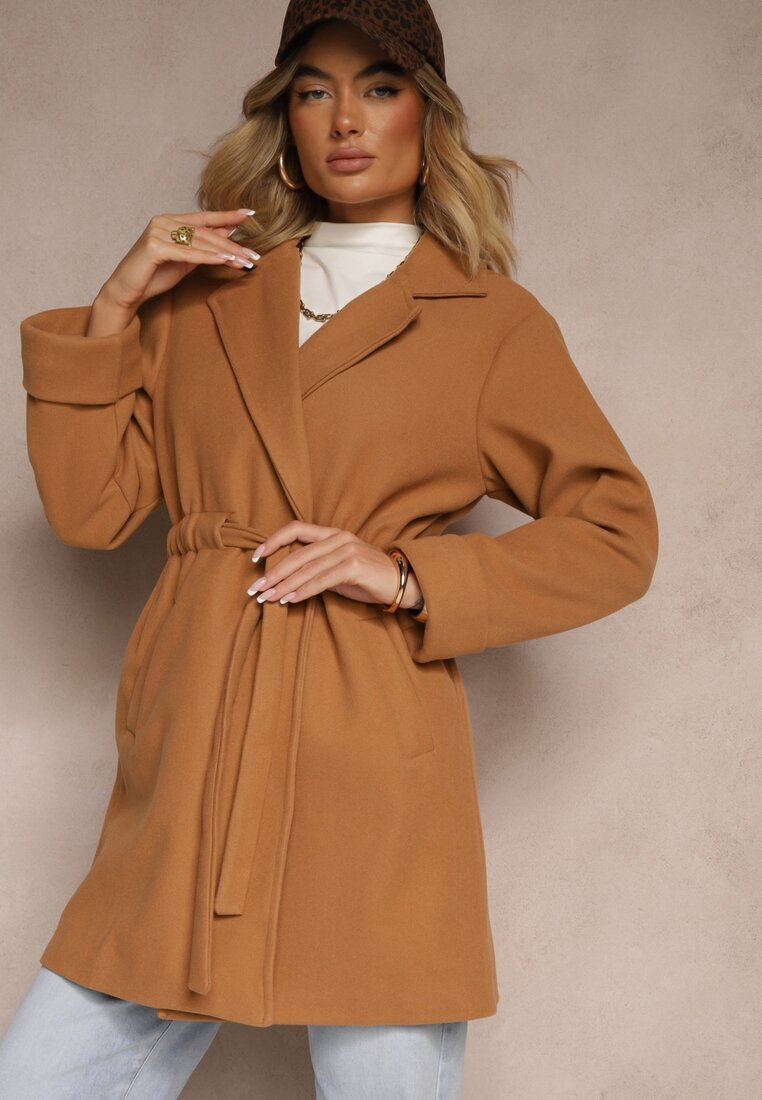 new collection Palton Tip halat Maro cu cordon și o încrețitură decorativă în talie Pittia