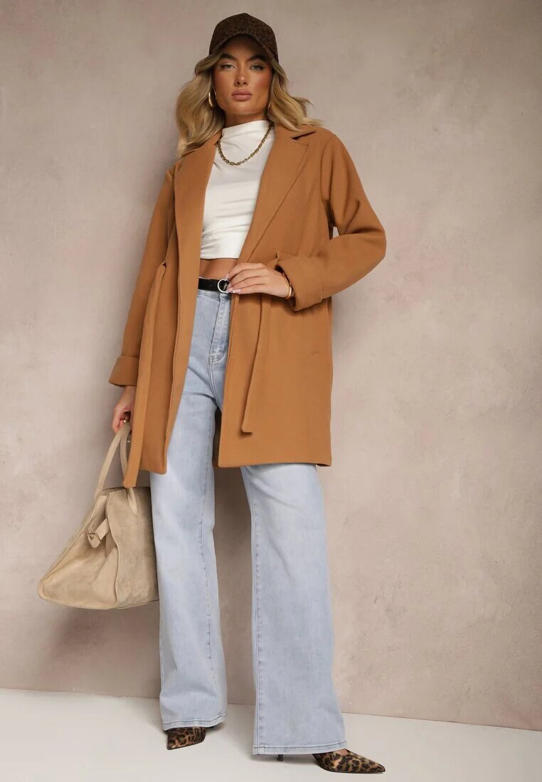 new collection Palton Tip halat Maro cu cordon și o încrețitură decorativă în talie Pittia
