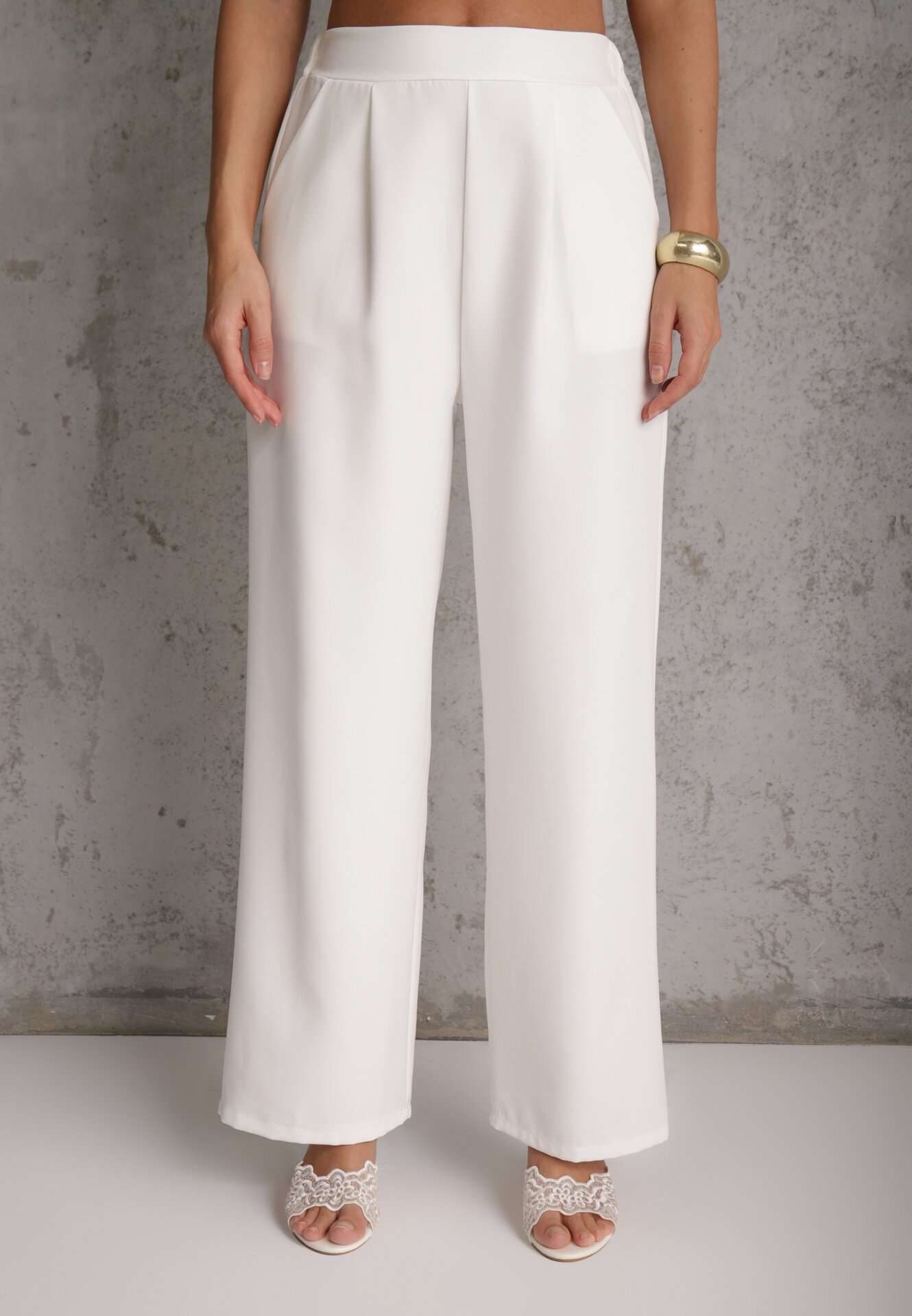 new collection Pantaloni albi largi în stil elegant Hanessame