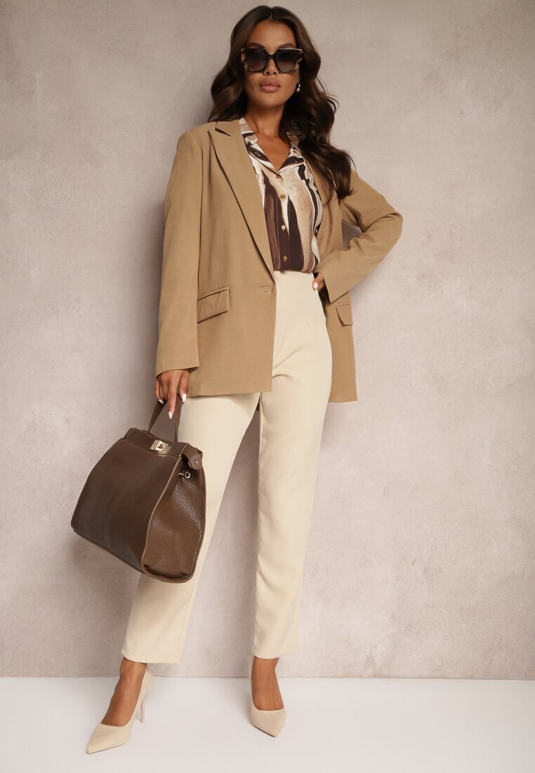 new collection Pantaloni Bej deschis Cigaretă Talie înaltă Molfi