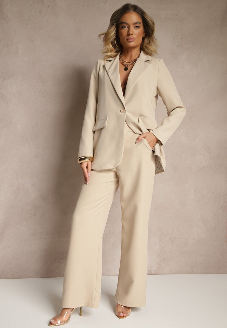 new collection Pantaloni de costum bej High Waist Viviorea