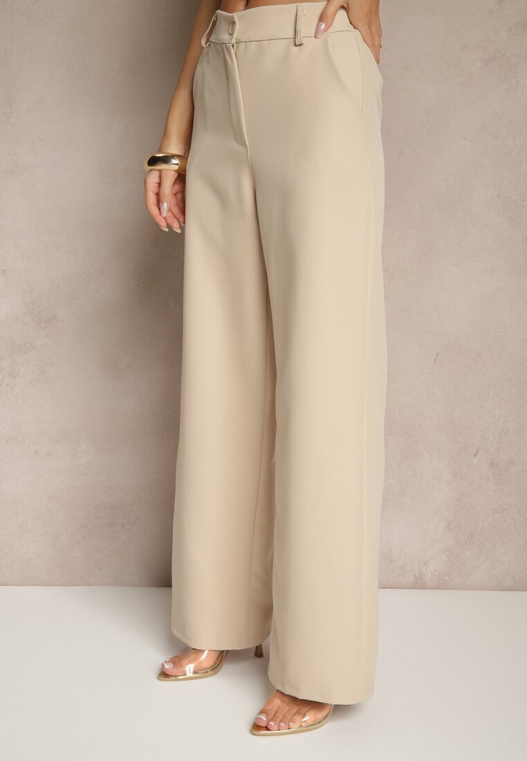 new collection Pantaloni de costum bej High Waist Viviorea