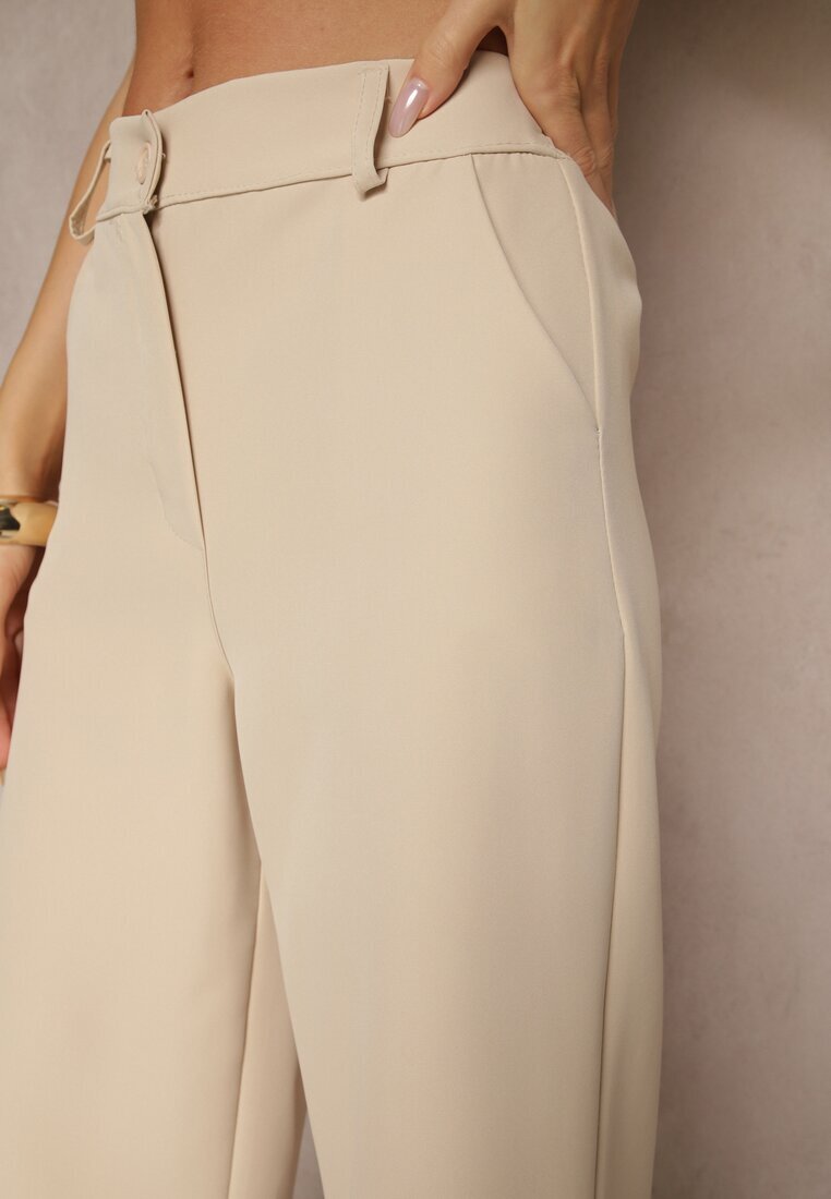 new collection Pantaloni de costum bej High Waist Viviorea
