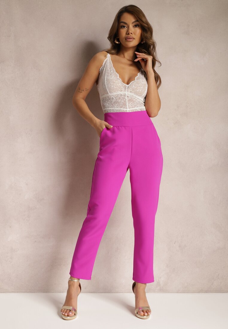 new collection Pantaloni Fucsia din material Regular Pivolia