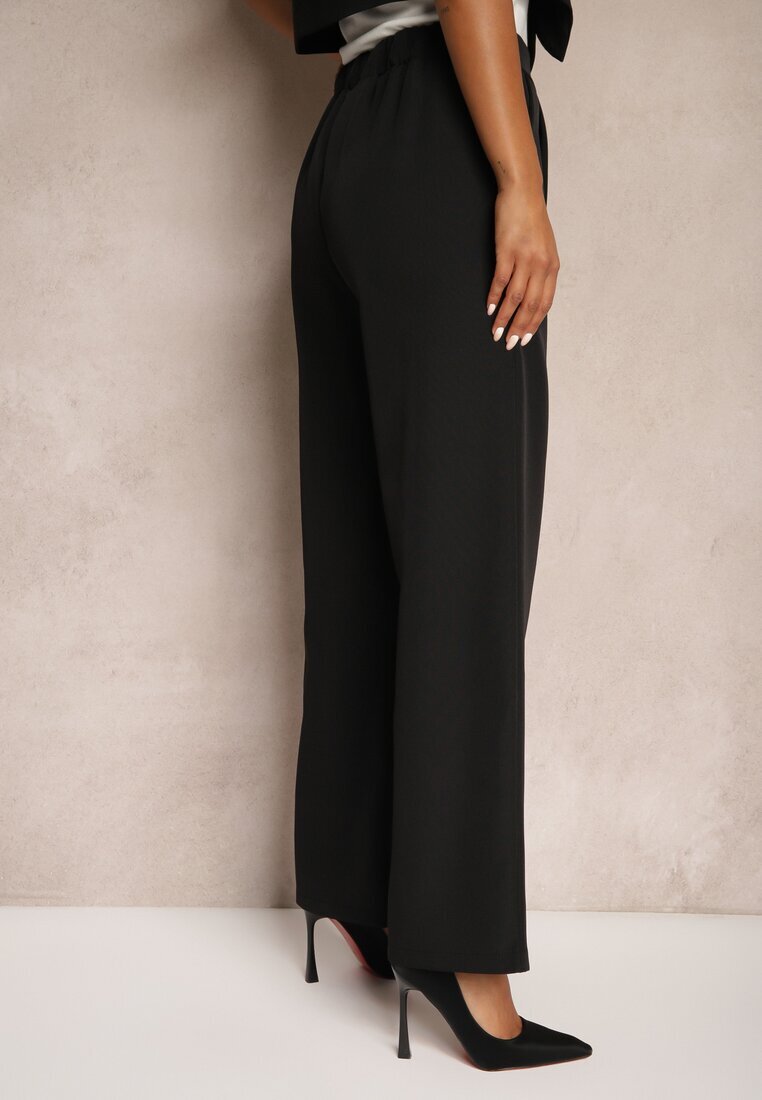 new collection Pantaloni Largi Negri în Stil Elegant Hanessame