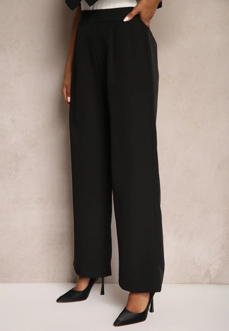 new collection Pantaloni Largi Negri în Stil Elegant Hanessame