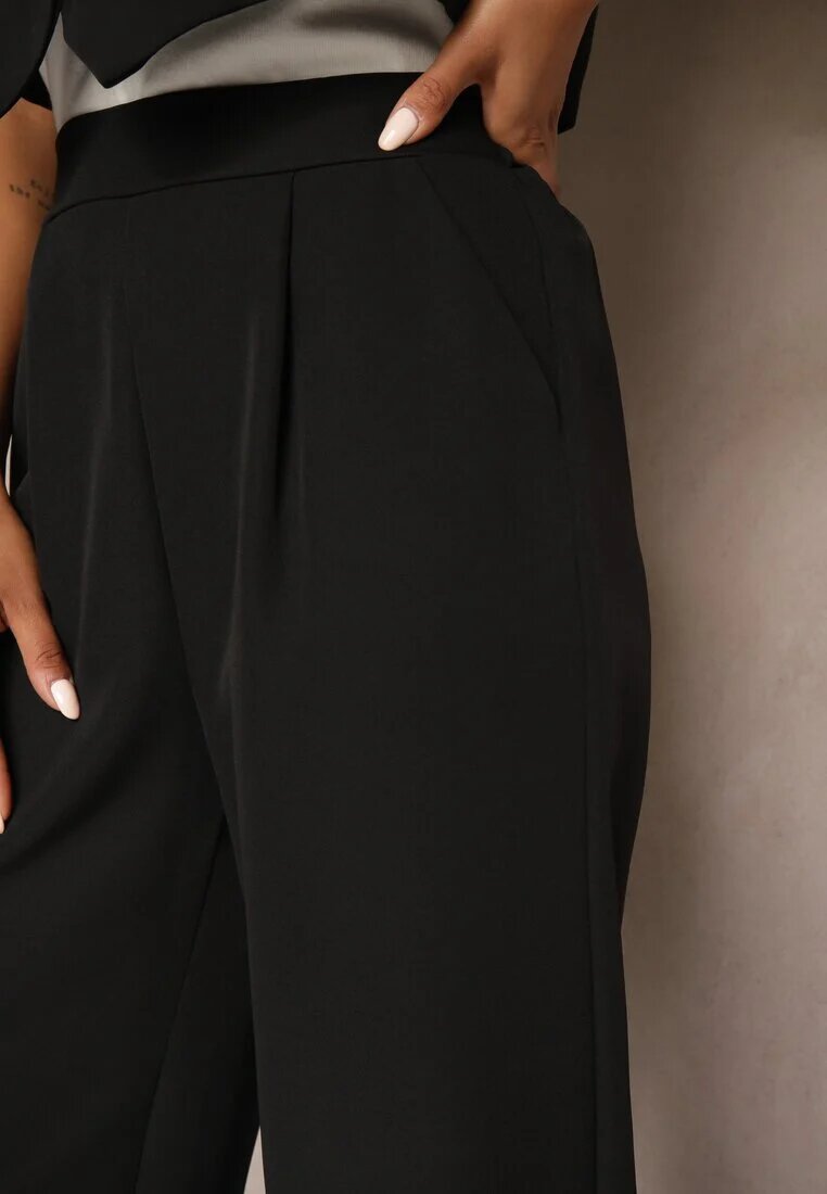new collection Pantaloni Largi Negri în Stil Elegant Hanessame
