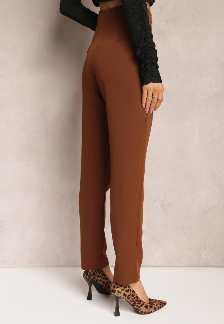new collection Pantaloni maro închis țigareta talie înaltă Molfi