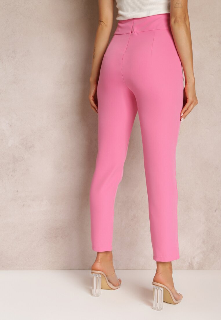 new collection Pantaloni roz din material Regular Pivolia