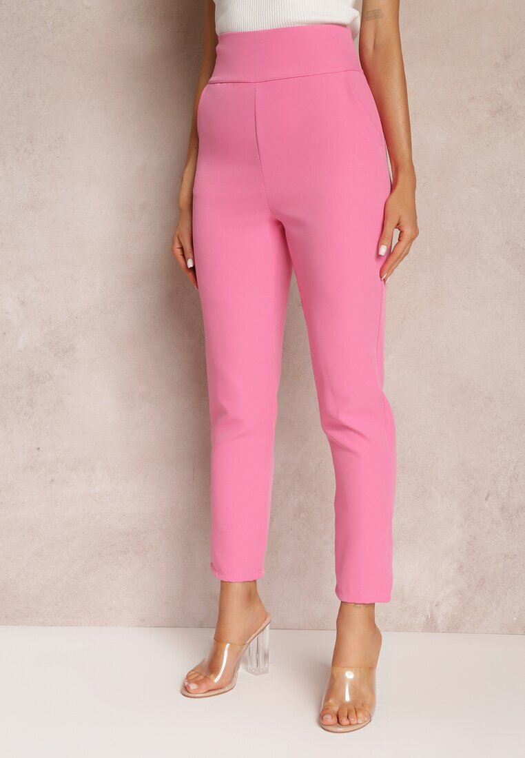 new collection Pantaloni roz din material Regular Pivolia