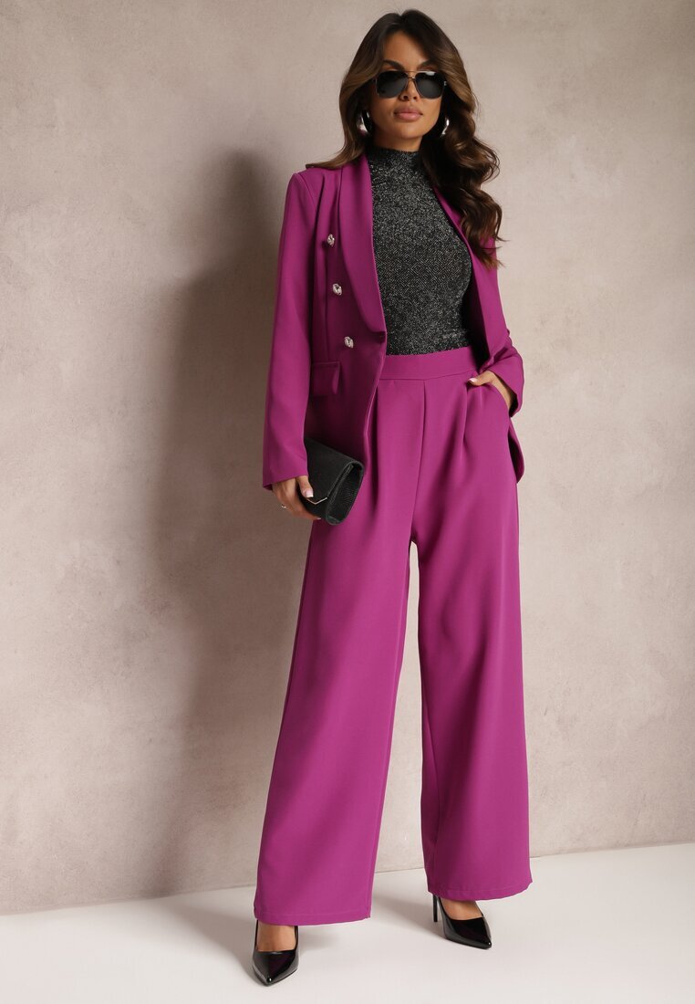 new collection Pantaloni Violet Largi în Stil Elegant Hanessame