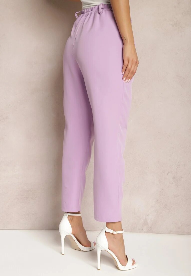 new collection Pantaloni Violet țigaretă cu Nasturi și Talie Elastică Gelarine