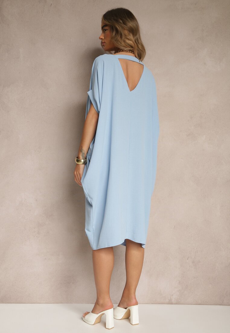 new collection Rochie Albastră Mini tip liliac cu decolteu rotund Maglia