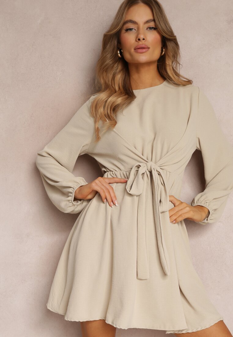 new collection Rochie Bej deschis Evazată cu elastic în talie Thelo