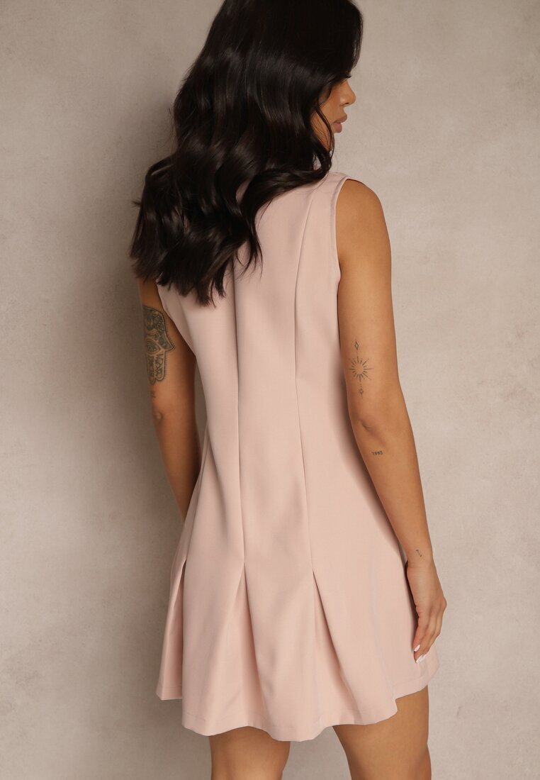 new collection Rochie cămașă Roz alb Decorată cu nasturi Rediure
