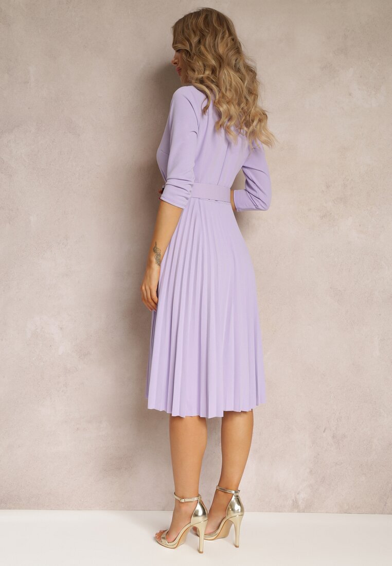 new collection Rochie Mov Plisată cu Centură Valfe