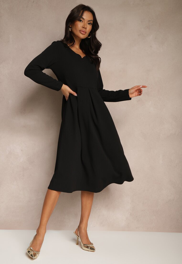 new collection Rochie Neagră în croi evazat cu decolteu triunghiular Temivara