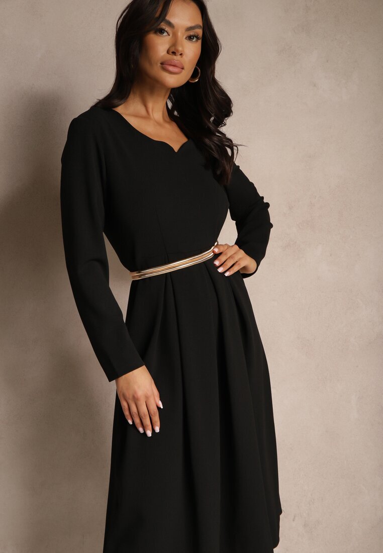 new collection Rochie Neagră în croi evazat cu decolteu triunghiular Temivara