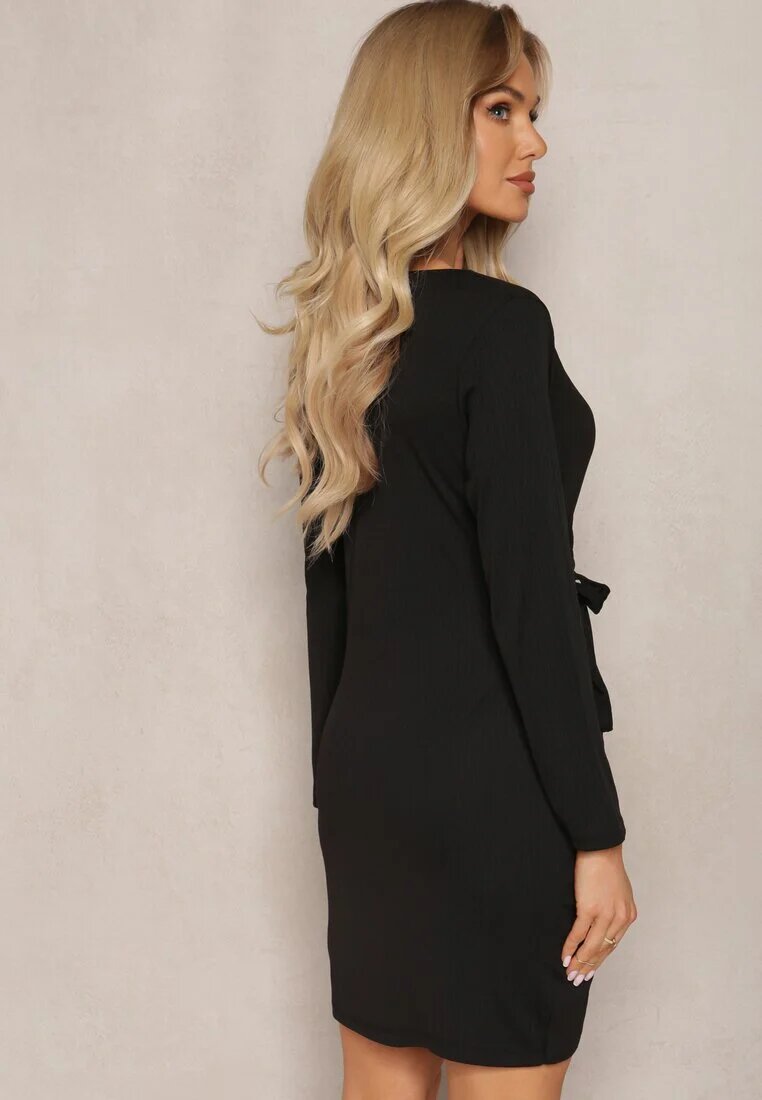 new collection Rochie Neagră Petrecută Mini cu Curea în Talie Holoch