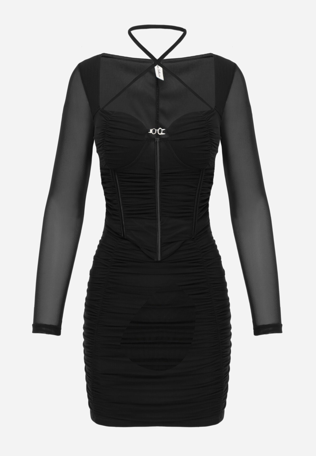 new collection Rochie Neagră Tip Corset Mulată Cu încrețituri Werini