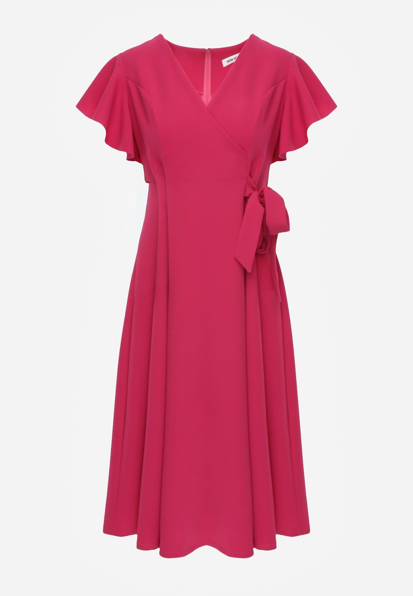 new collection Rochie petrecută Fucsia cu poale evazate și legătură decorativă Dannola