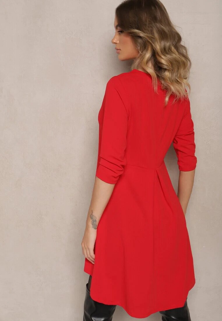 new collection Rochie Roșie cu croială trapezoidală cu spate mai lung Gemivra