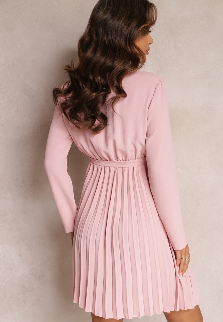 new collection Rochie Roz închis Plisată cu Curea din Material Jaresa