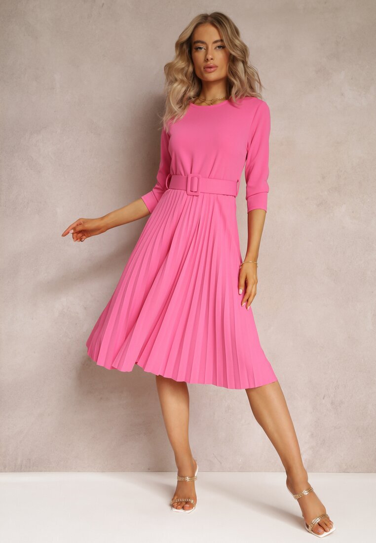 new collection Rochie Roz Plisată cu curea Valffe