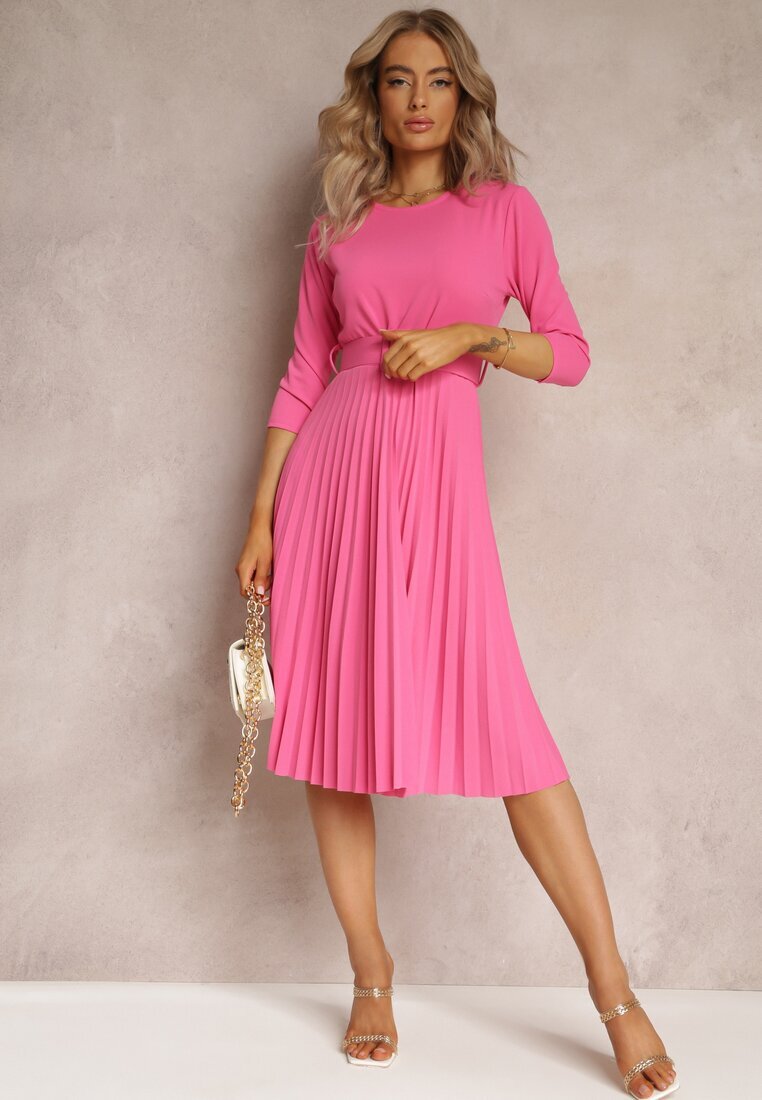 new collection Rochie Roz Plisată cu curea Valffe