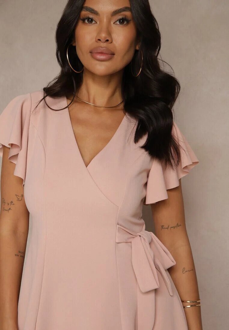 new collection Rochie Roz Tip Plic cu bază evazată și legătură decorativă Dannola