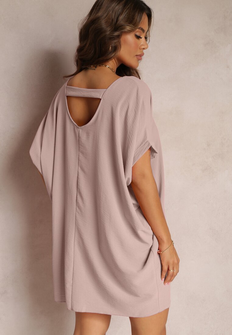 new collection Rochie Roză Mini cu croială tip liliac cu decolteu rotund Maglia