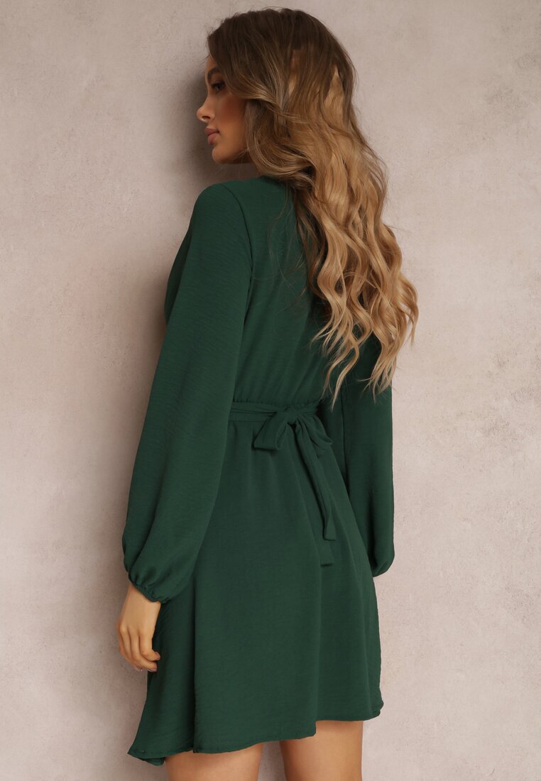 new collection Rochie Verde închis Cloș cu Elastic în Talie Thelo