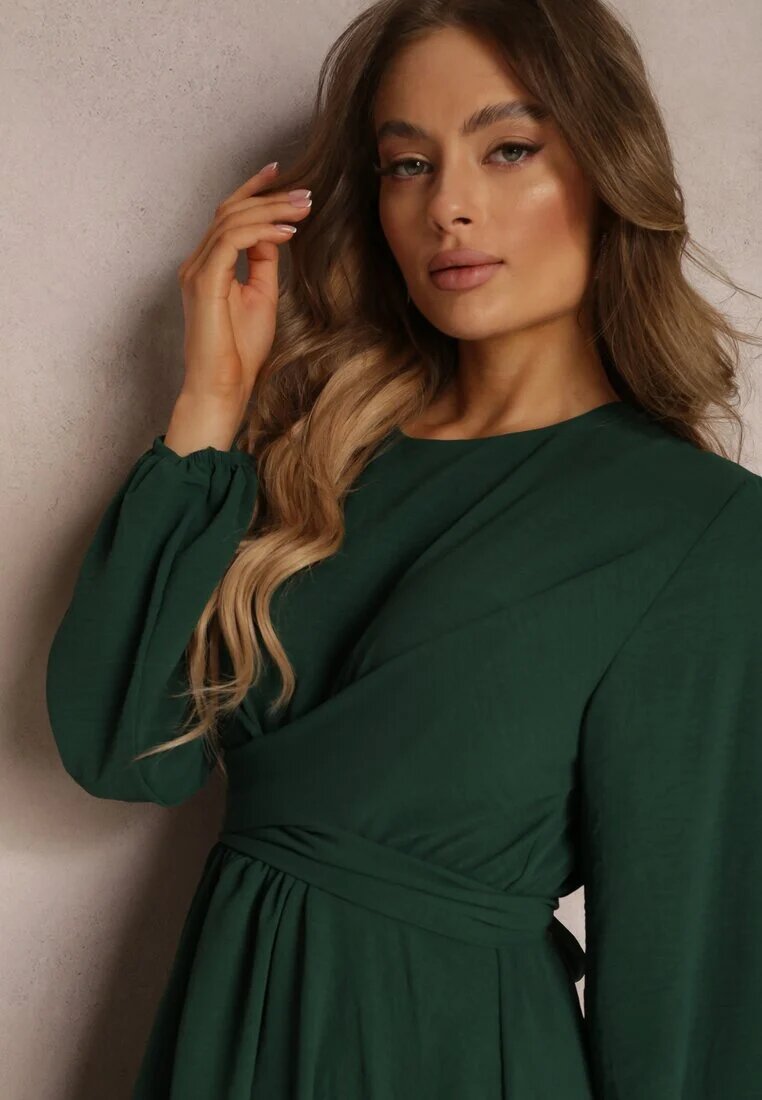 new collection Rochie Verde închis Cloș cu Elastic în Talie Thelo