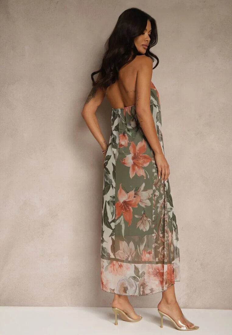 new collection Rochie Verde închis Florală Din plasă cu Viscoză Izurelia