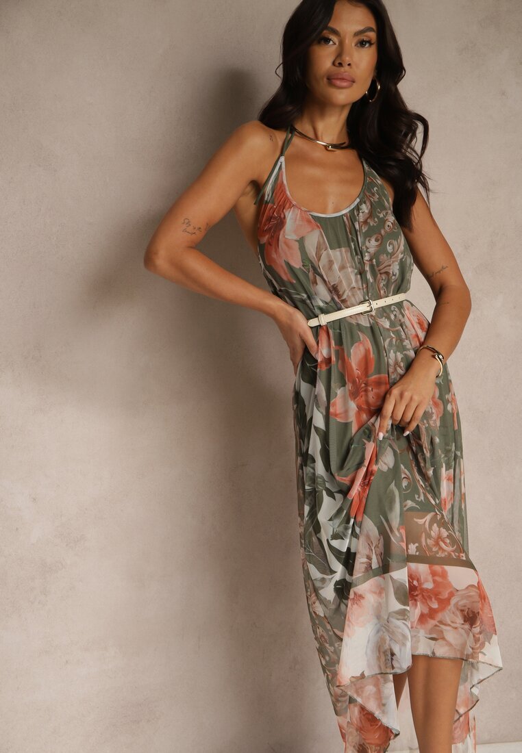 new collection Rochie Verde închis Florală Din plasă cu Viscoză Izurelia
