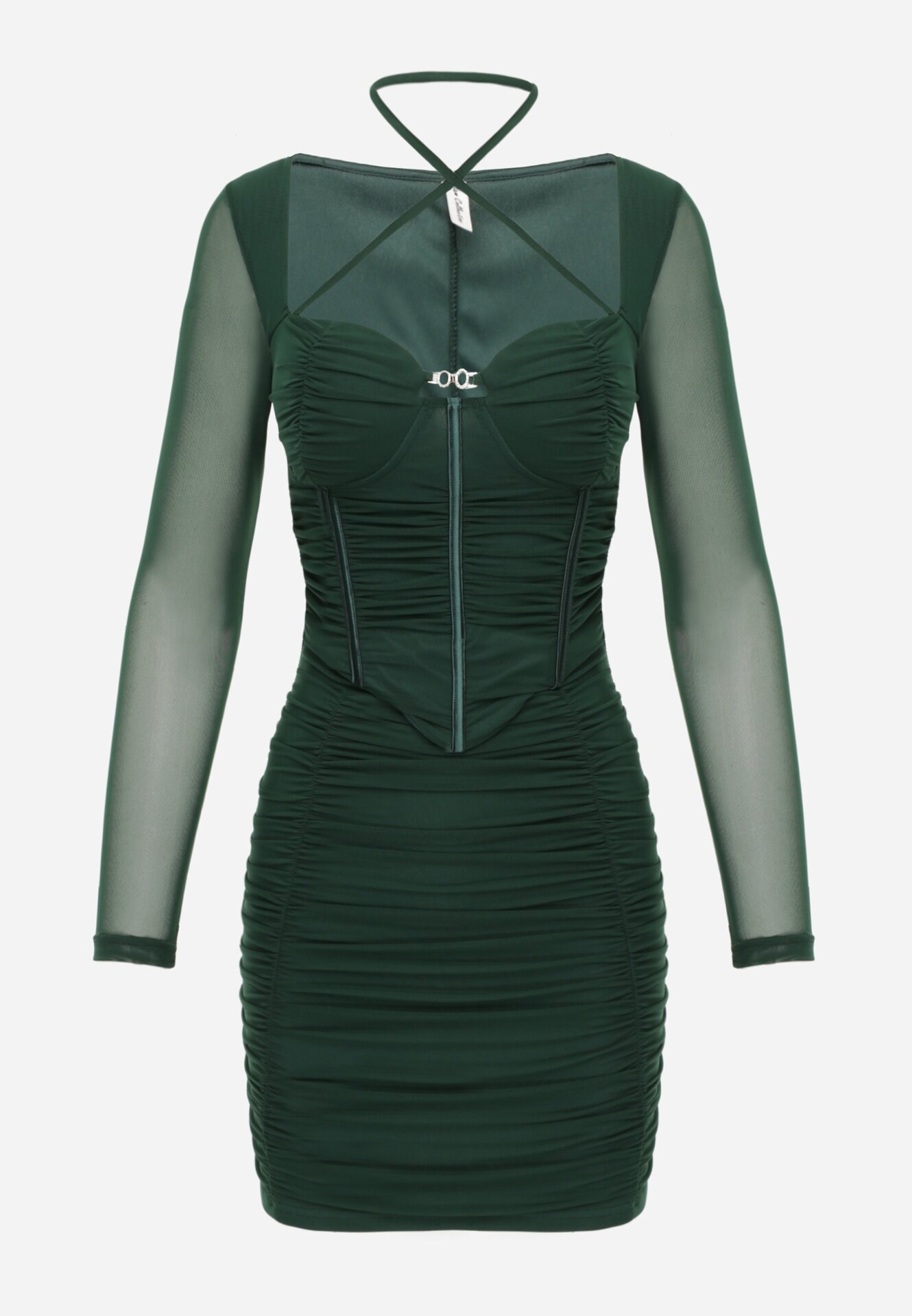 new collection Rochie verde închis tip corset mulată cu drapaj Werini