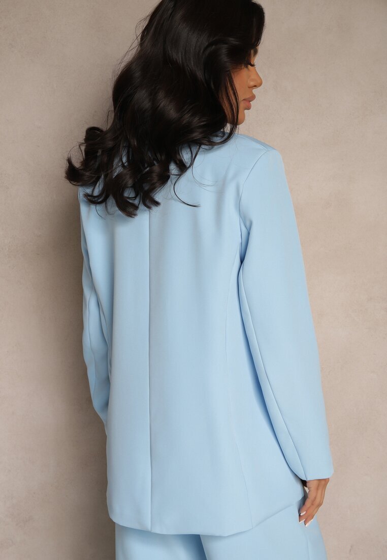 new collection Sacou Albastru deschis cu Imitație Decorativă de Buzunare Nilzedi