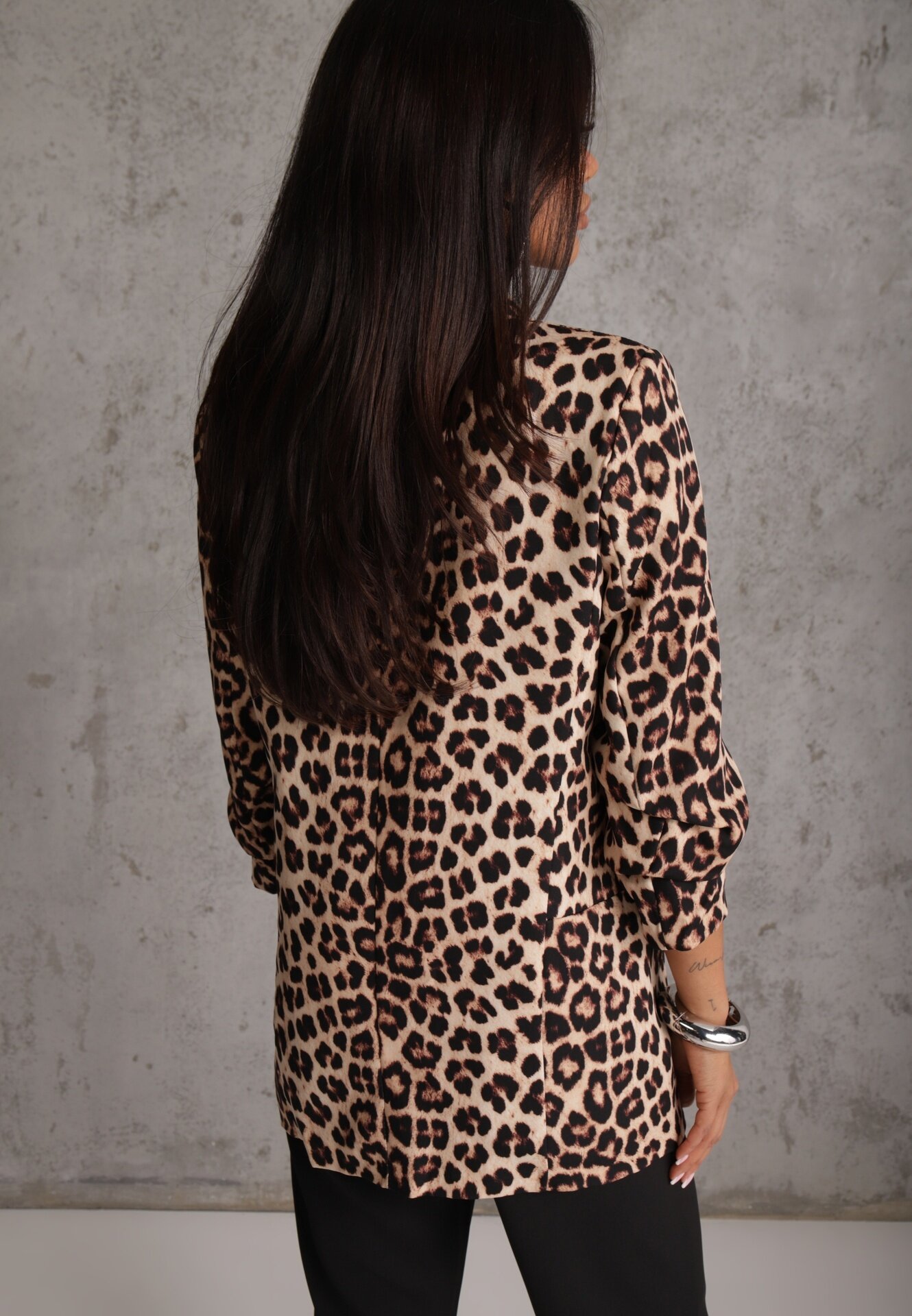 new collection Sacou Bej cu Mâneci mai scurte 3/4 Leopard Boxy Tormille
