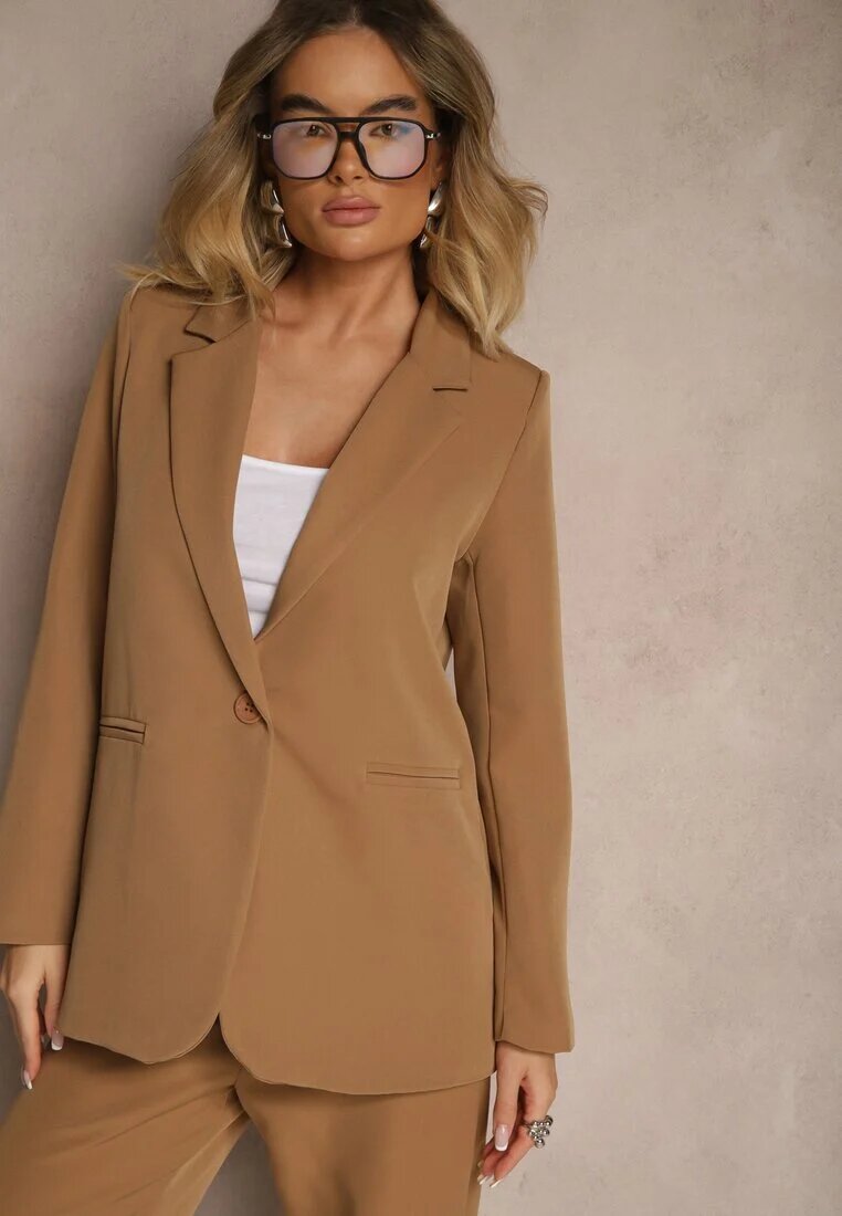 new collection Sacou Maro cu Imitație de Buzunare și Linie a Umerilor Întărită Vivissea
