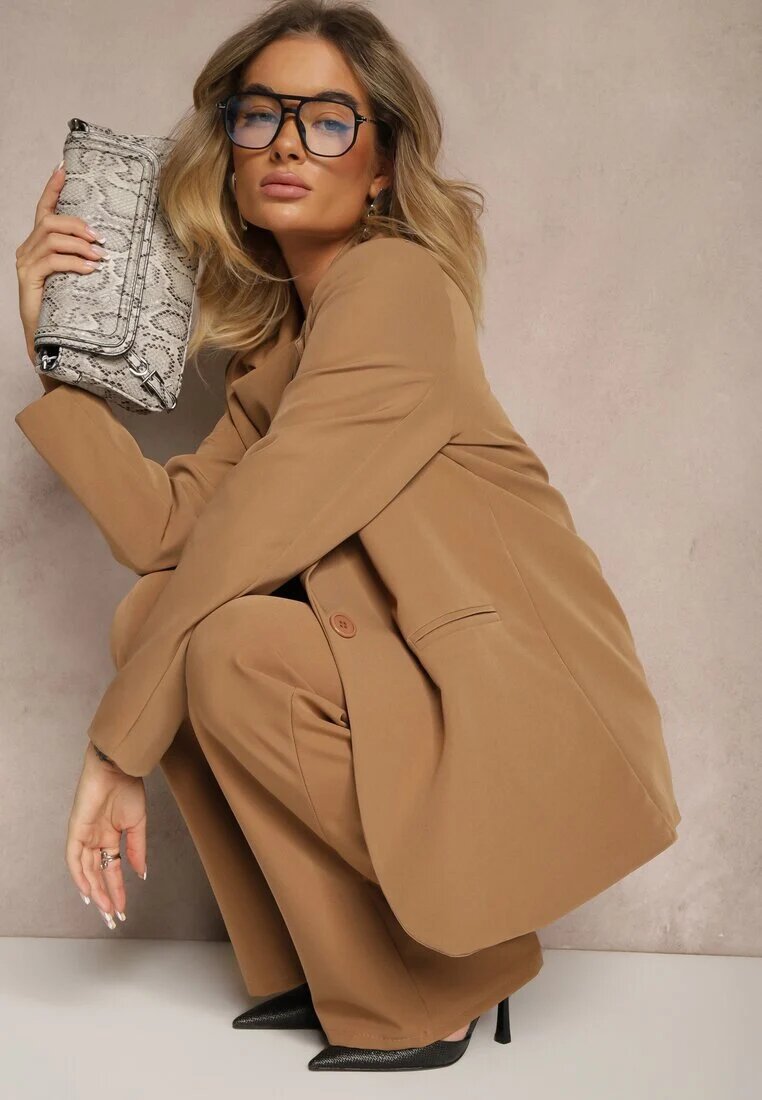 new collection Sacou Maro cu Imitație de Buzunare și Linie a Umerilor Întărită Vivissea