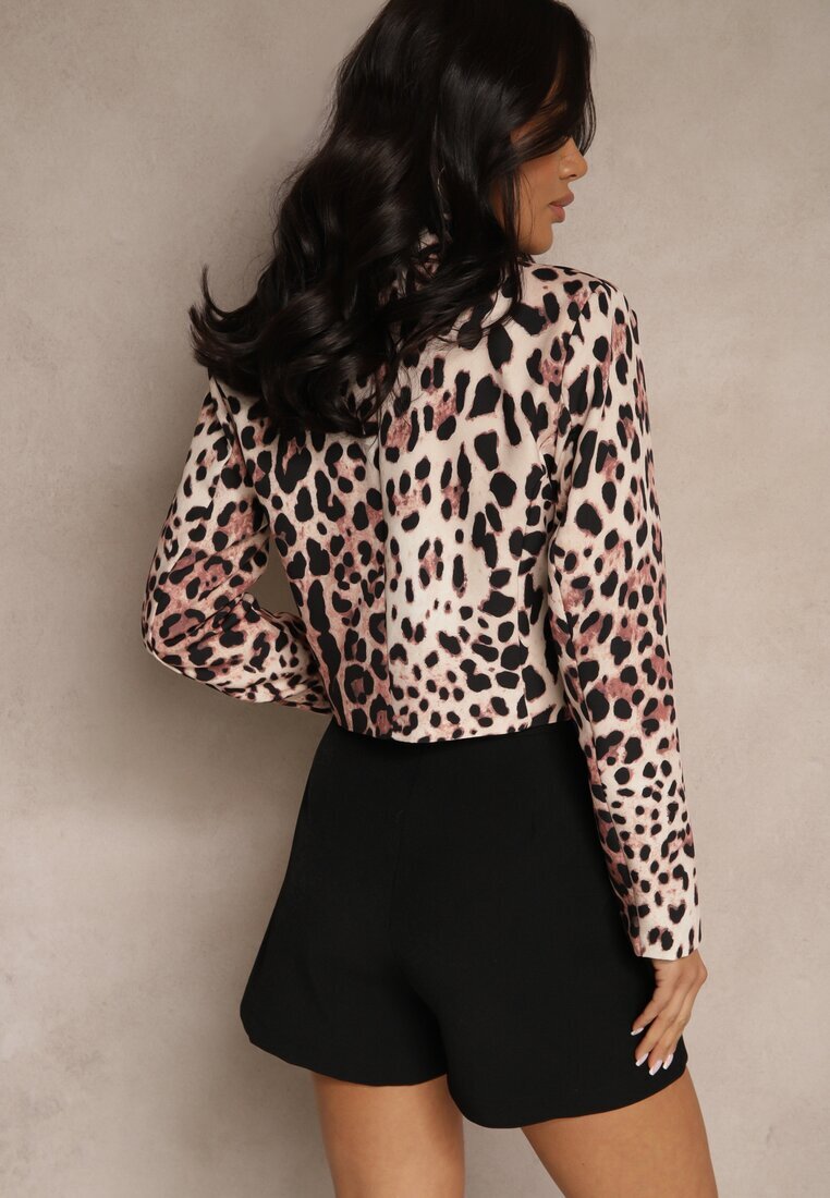 new collection Sacou Maro scurt dublu rând cu imprimeu leopard Aletaniel