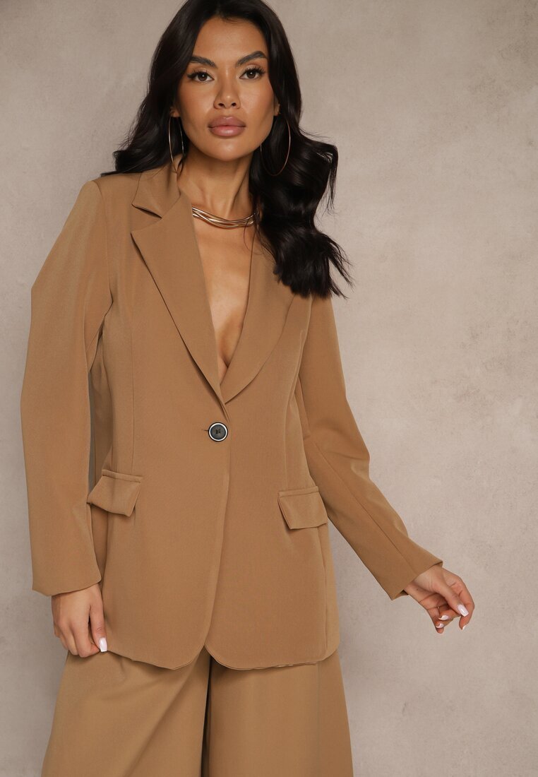 new collection Sacou Monopet Maro cu Croială Clasică Decorat cu Imitație de Buzunare Zenzeri