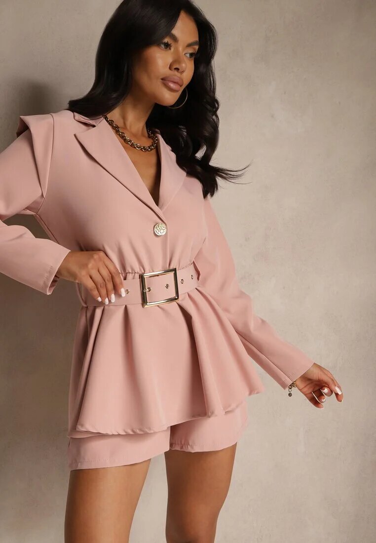 new collection Salopetă Cambrată Roz închis Tip Costum cu Curea și Zirconii Milazi
