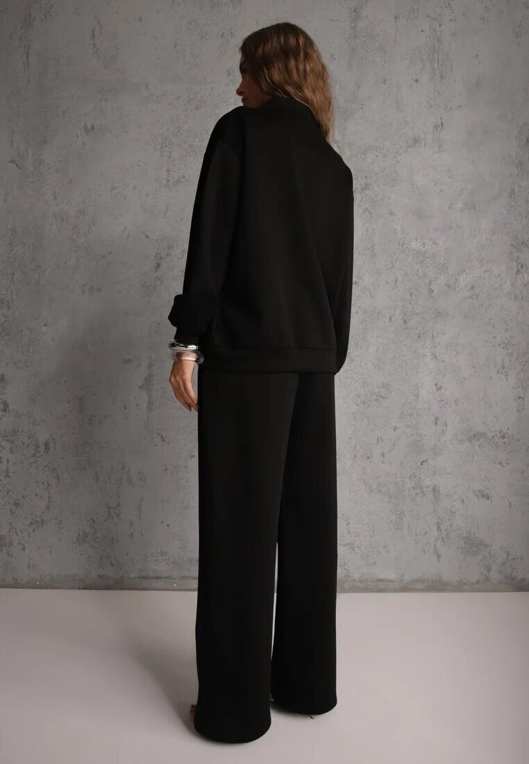 new collection Set de Trening Negru din Bumbac Bluză cu Fermoar și Pantaloni Teviora