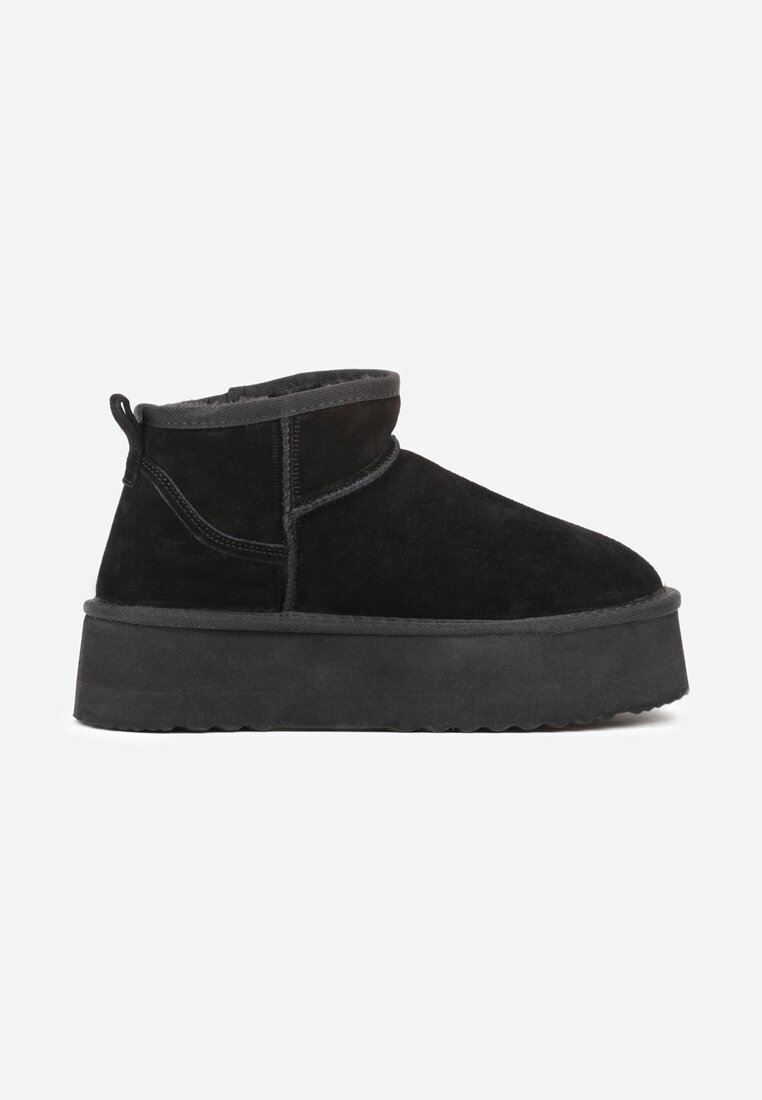 nm Cizme de zăpadă Negre slip-on din piele întoarsă naturală cu talpă groasă Mevilira