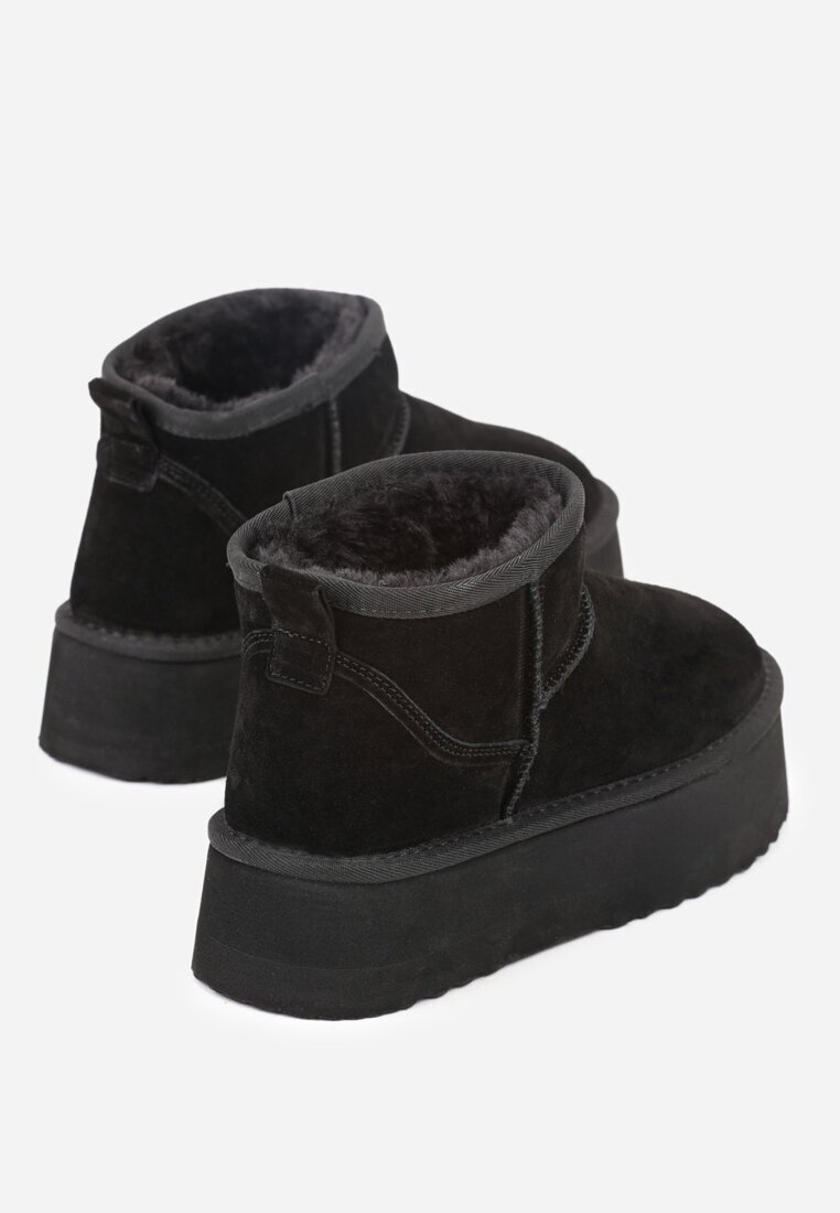 nm Cizme de zăpadă Negre slip-on din piele întoarsă naturală cu talpă groasă Mevilira