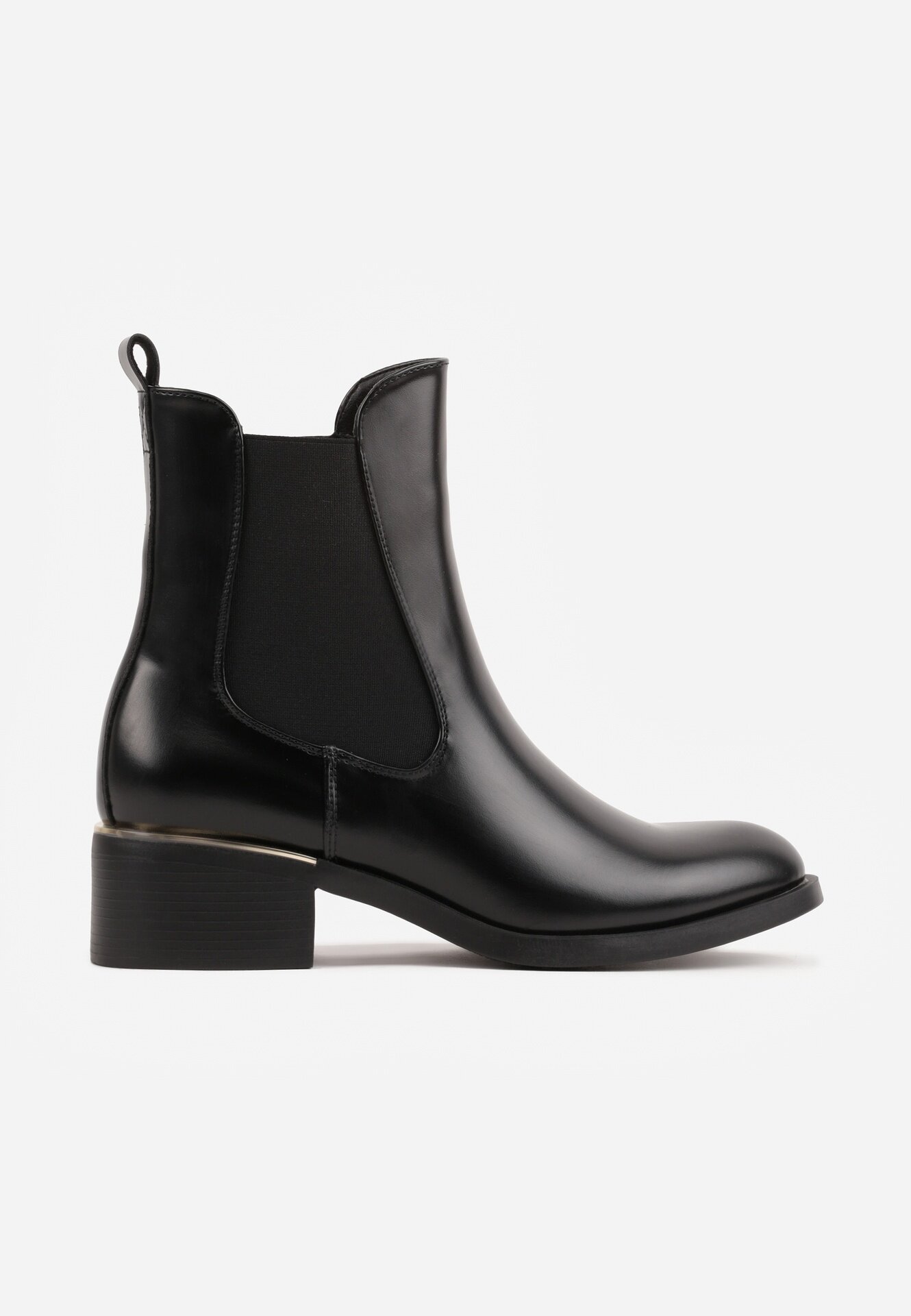 orena paris Botine Chelsea cu detaliu metalic Bobene Negre