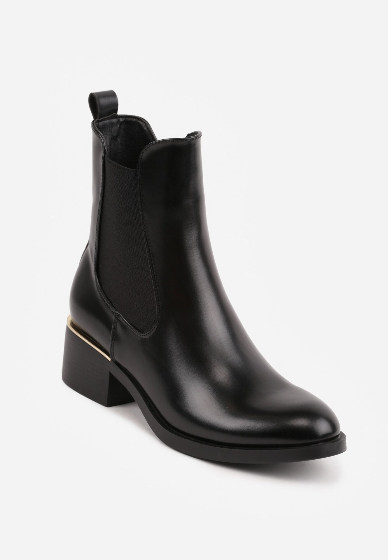 orena paris Botine Chelsea cu detaliu metalic Bobene Negre
